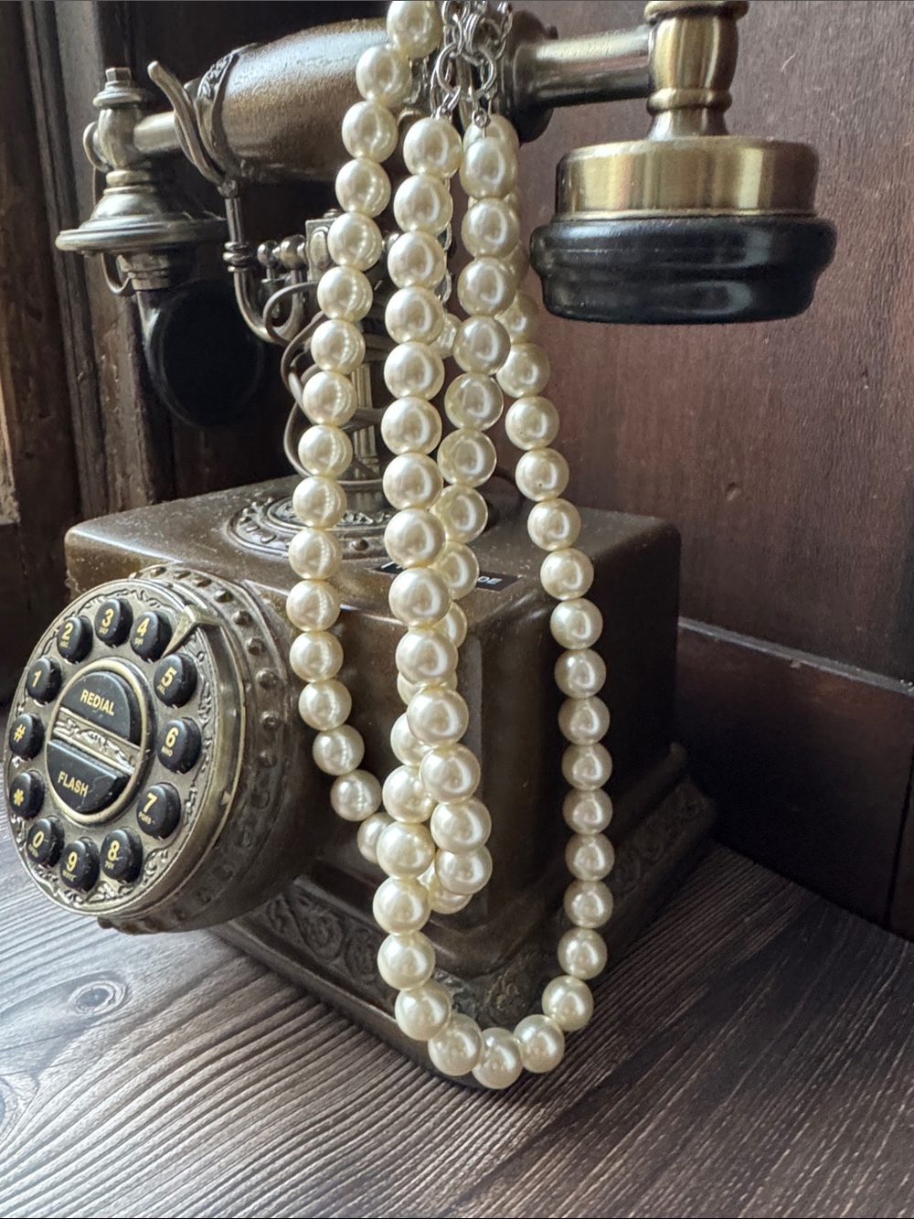 Double Strand Glass Pearl Necklace Heavy Vintage Style Old Money Jewelry